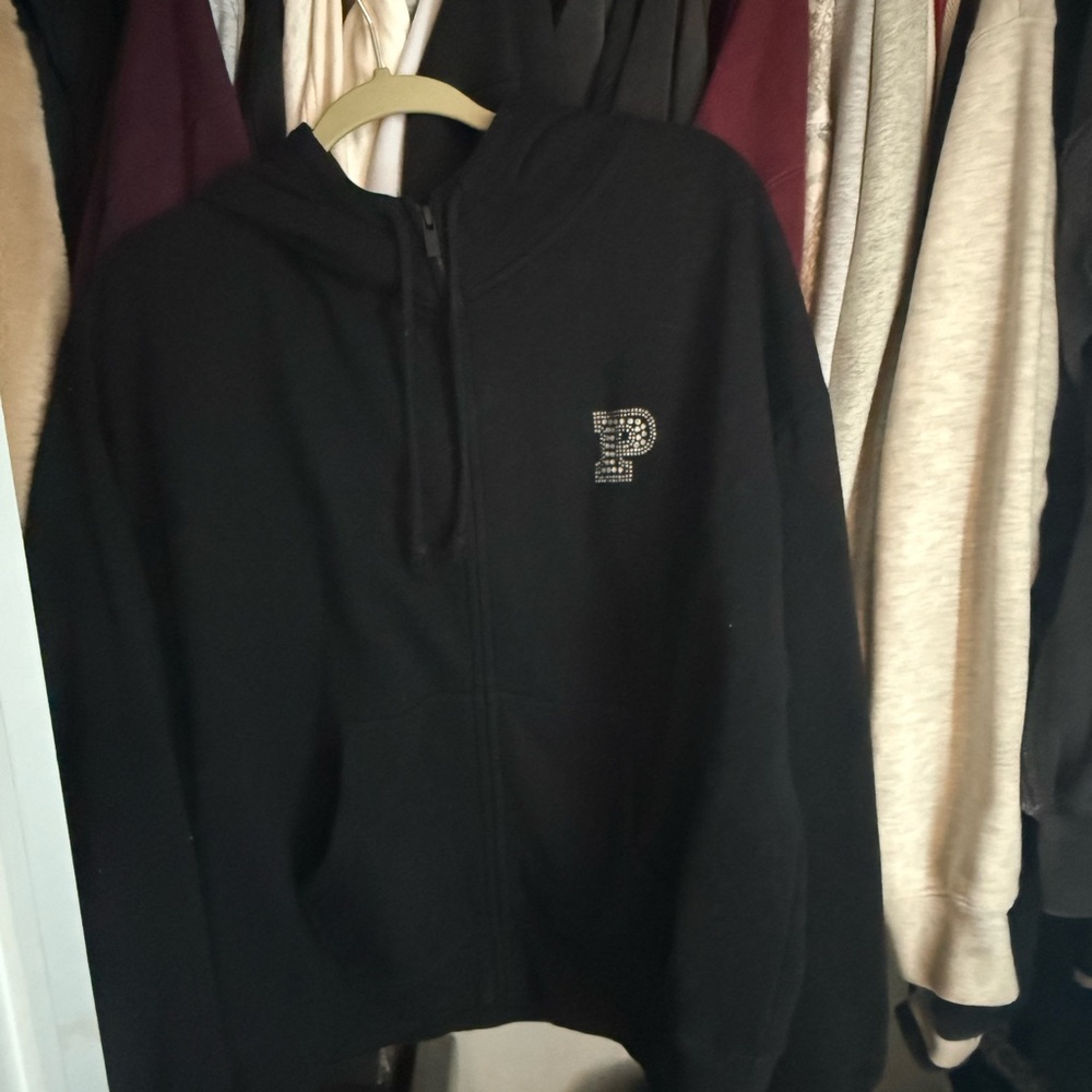 PINK Victoria's Secret Black Zip-Up Sweater